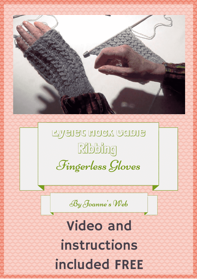 Eyelet Mock Cable Ribbing Fingerless Gloves